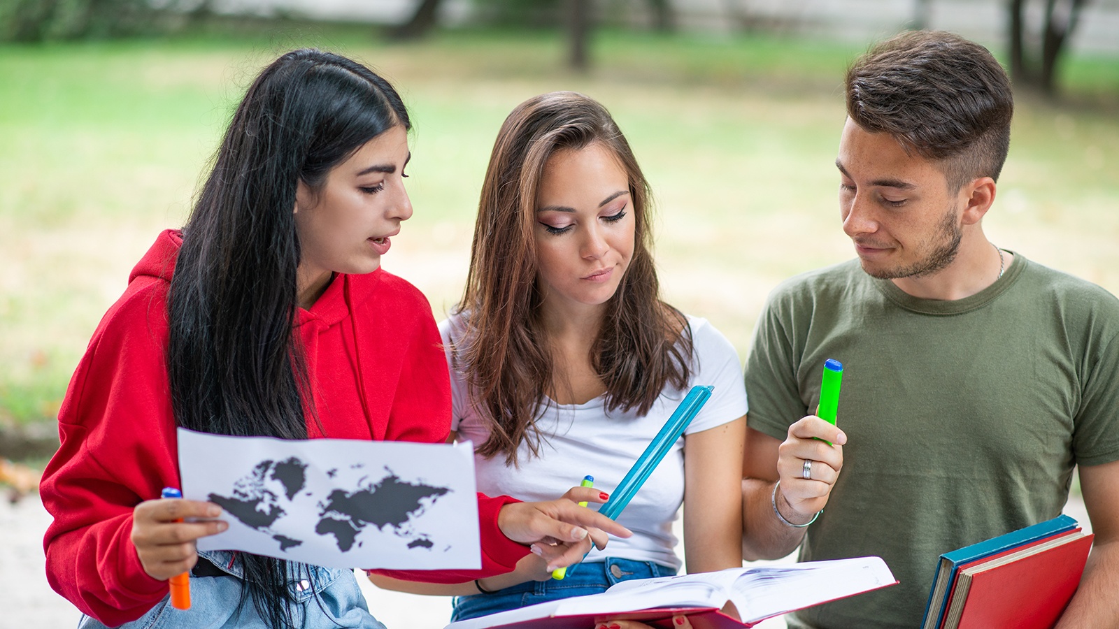 student looking at maps