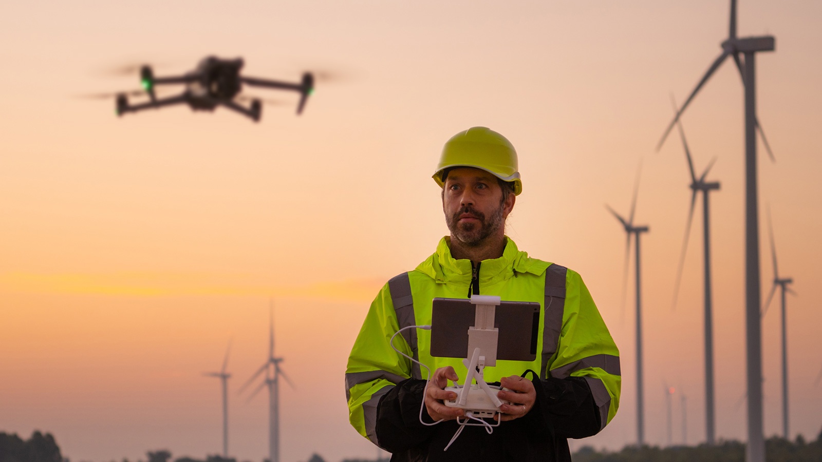 flying drone surveying and checking