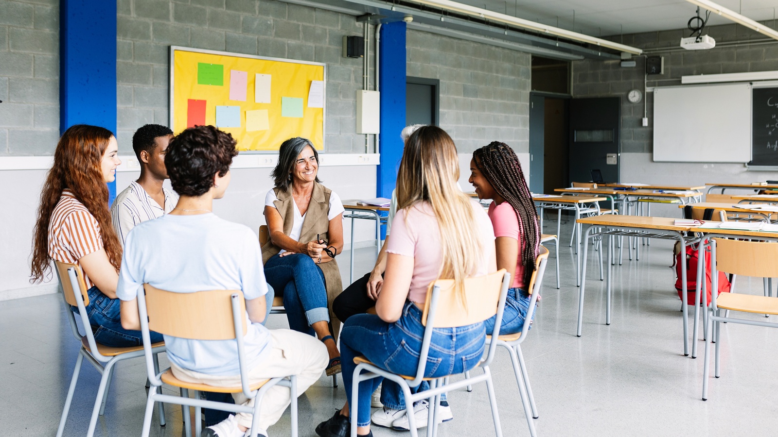 English professor teaching her students