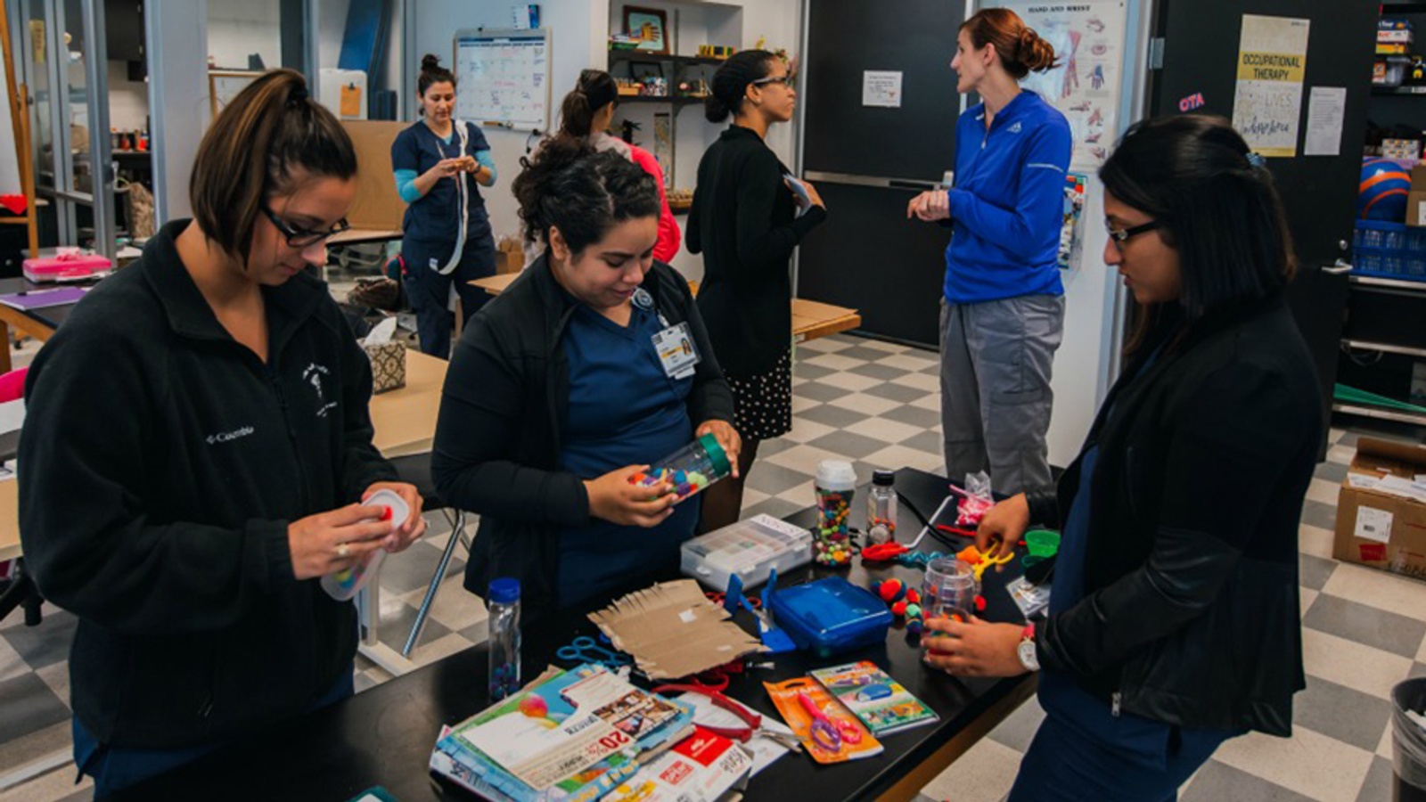 Occupational Therapy Assistant students getting hands on experience in the classroom