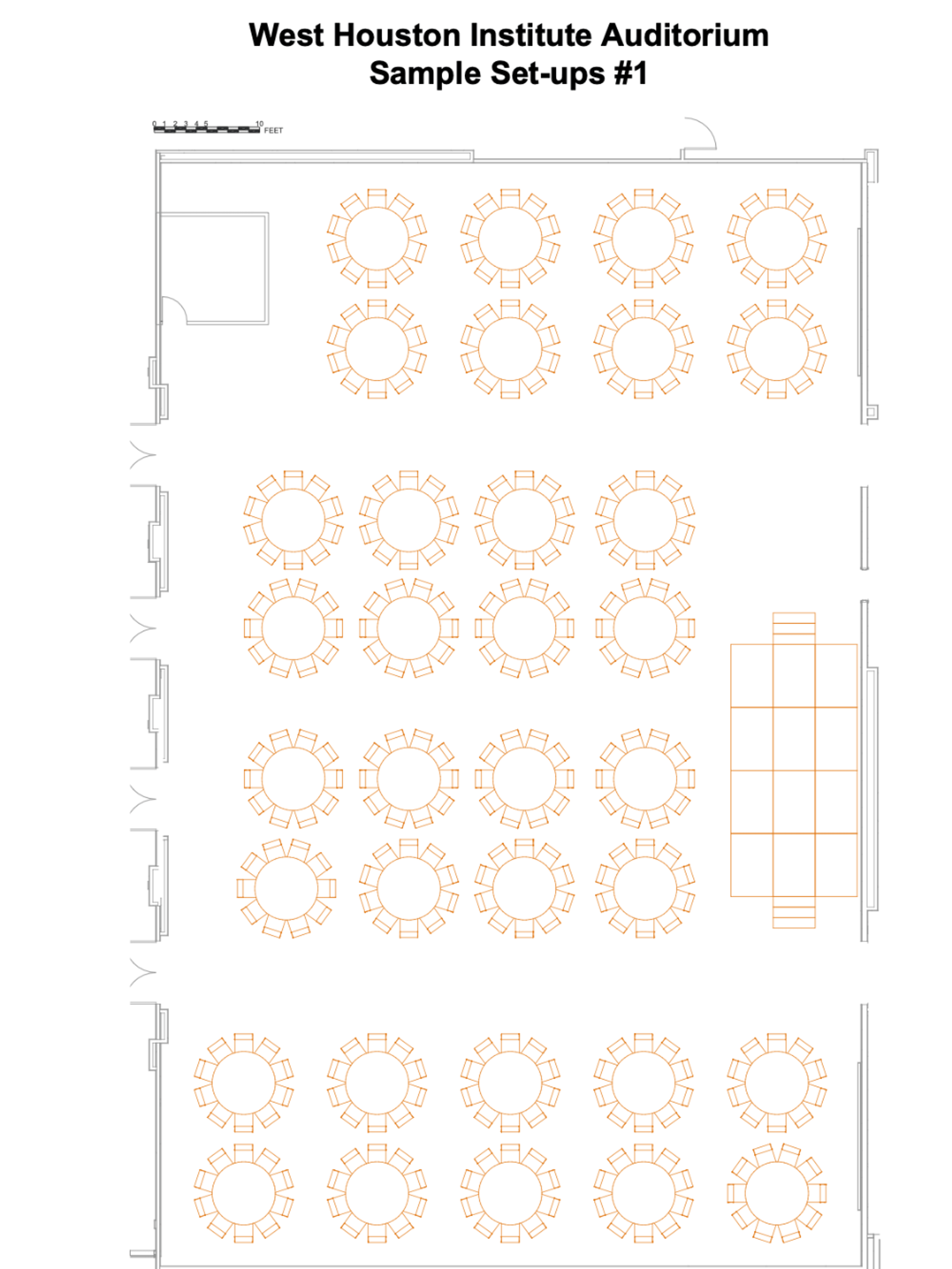 The first setup for the Auditorium at the West Houston Institute.