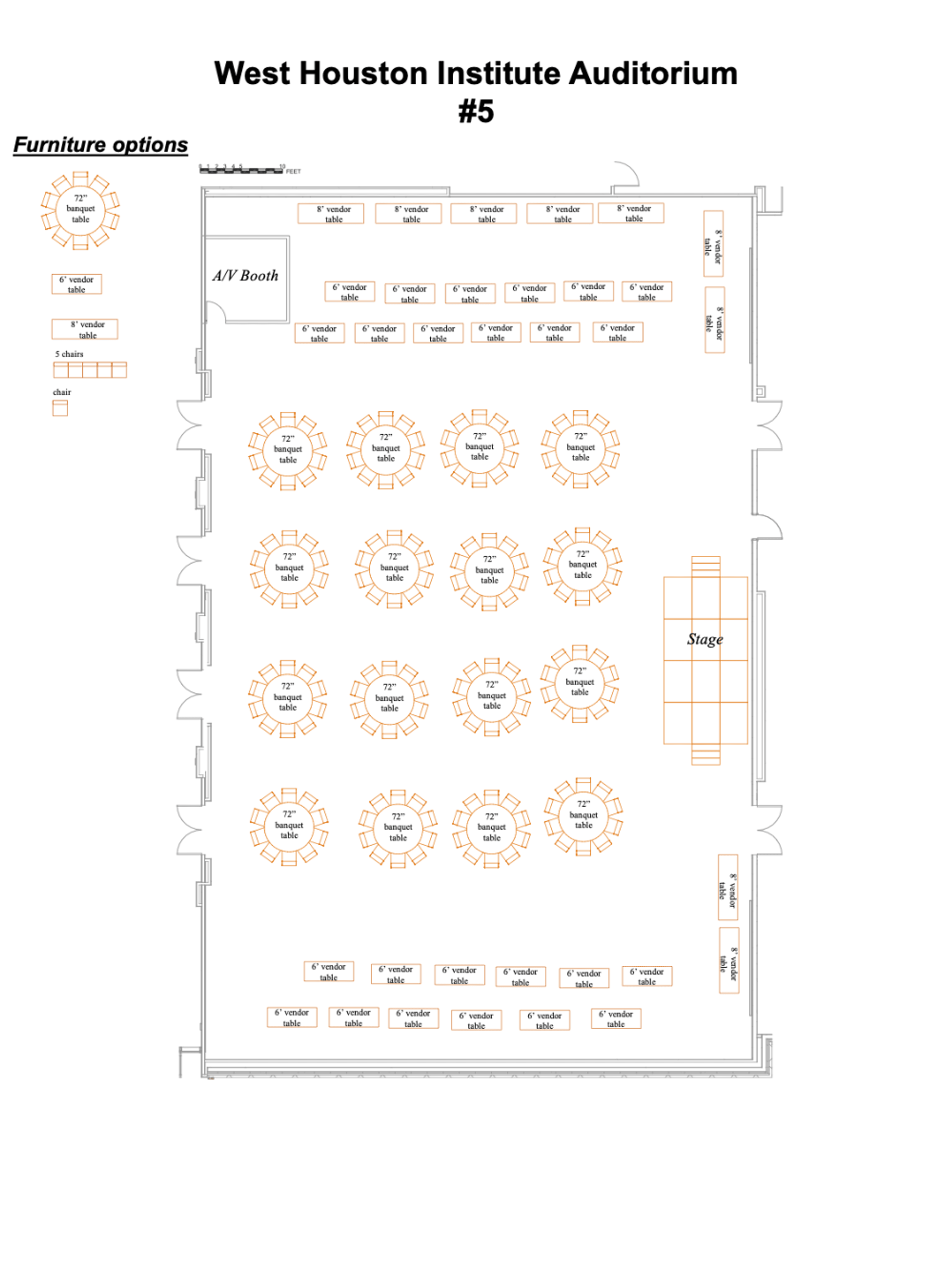 The fifth setup for the Auditorium at the West Houston Institute.