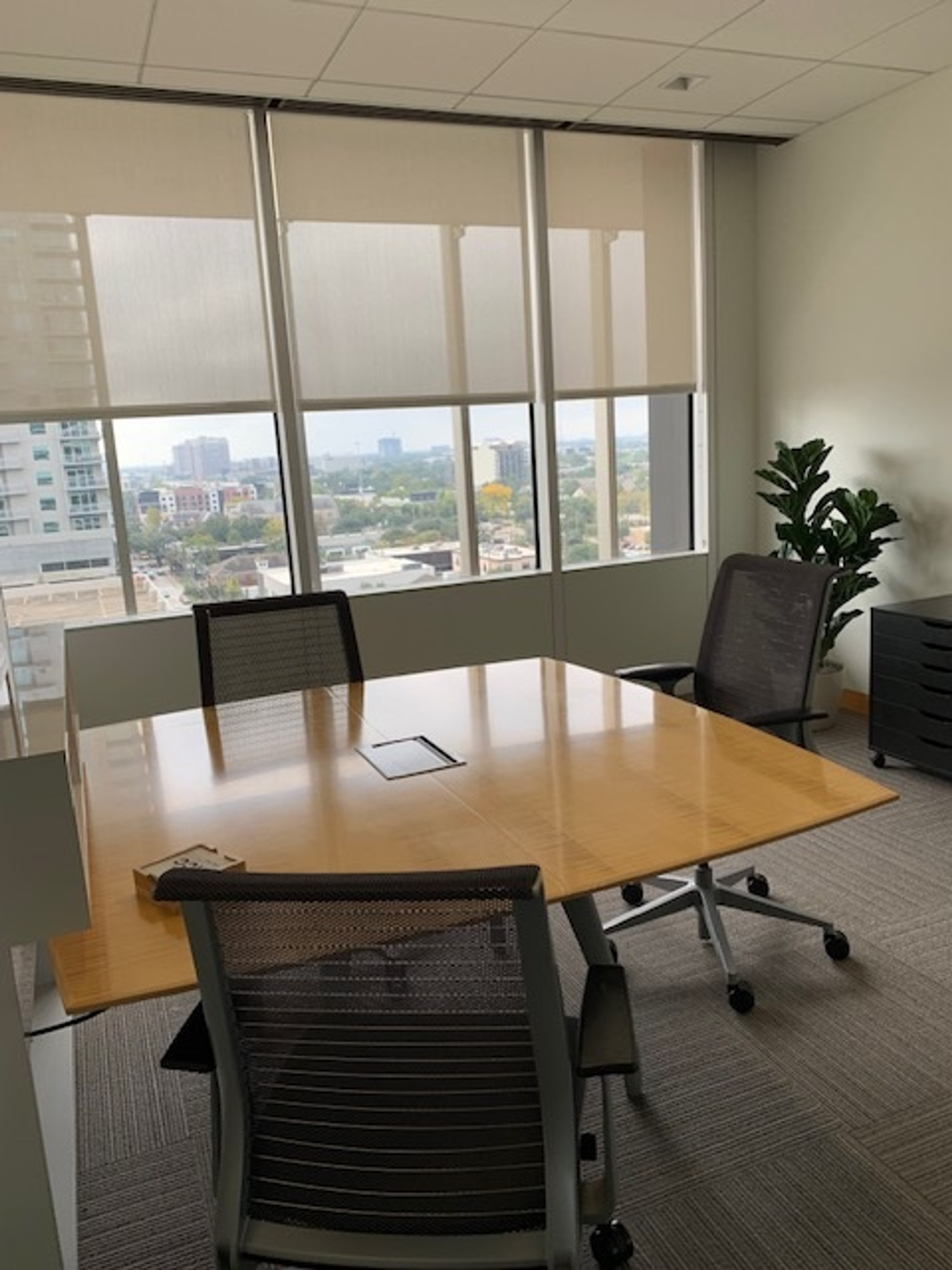 Interior shot of the working space in the Black Sea Room with view of the windows