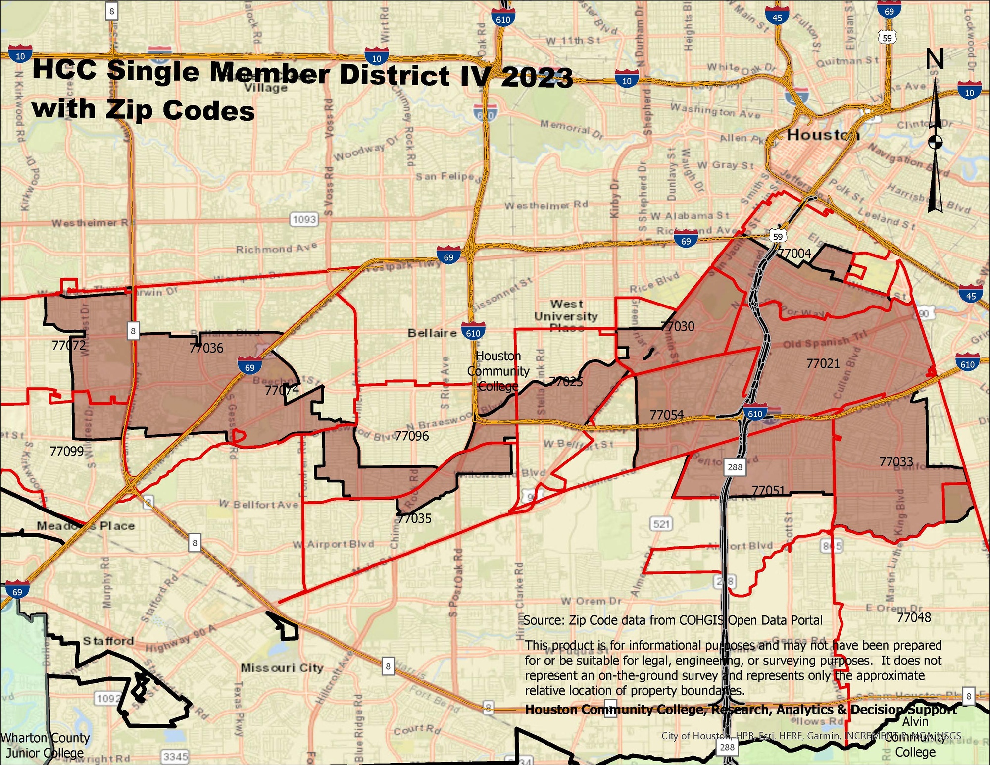 Single Member District IV Map with zip codes