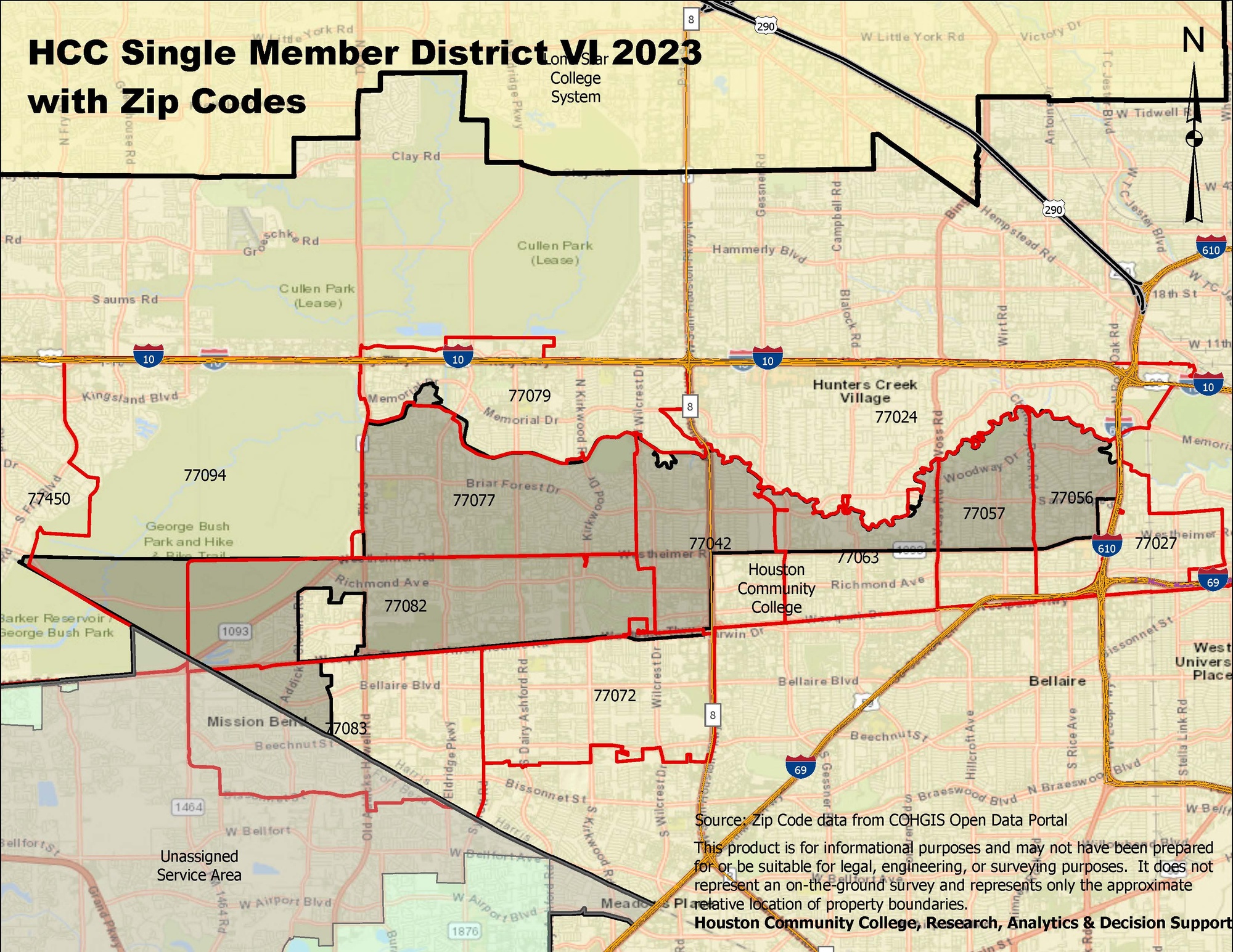 Single Member District VI Map with zip codes