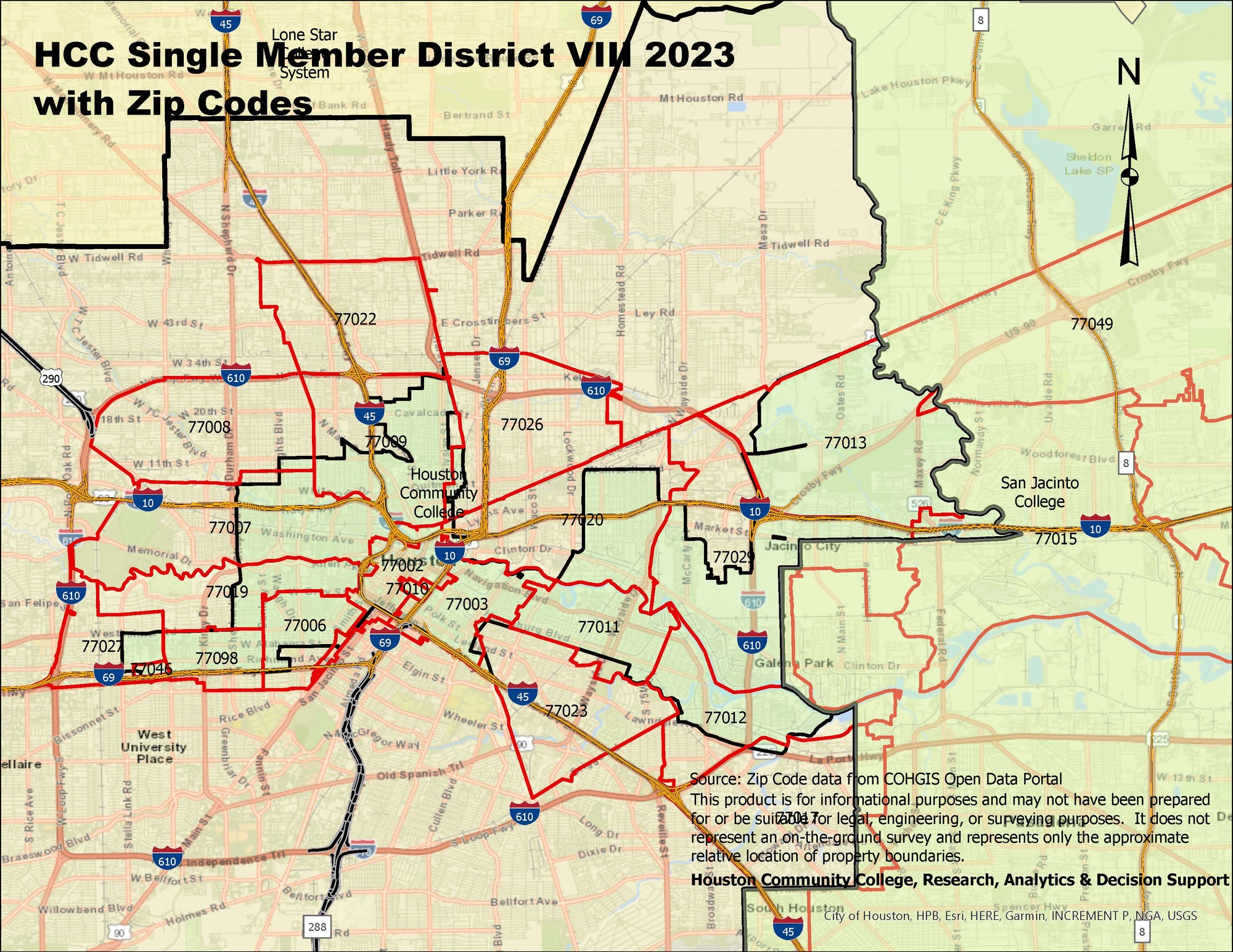 Single Member District VIII Map with zip codes