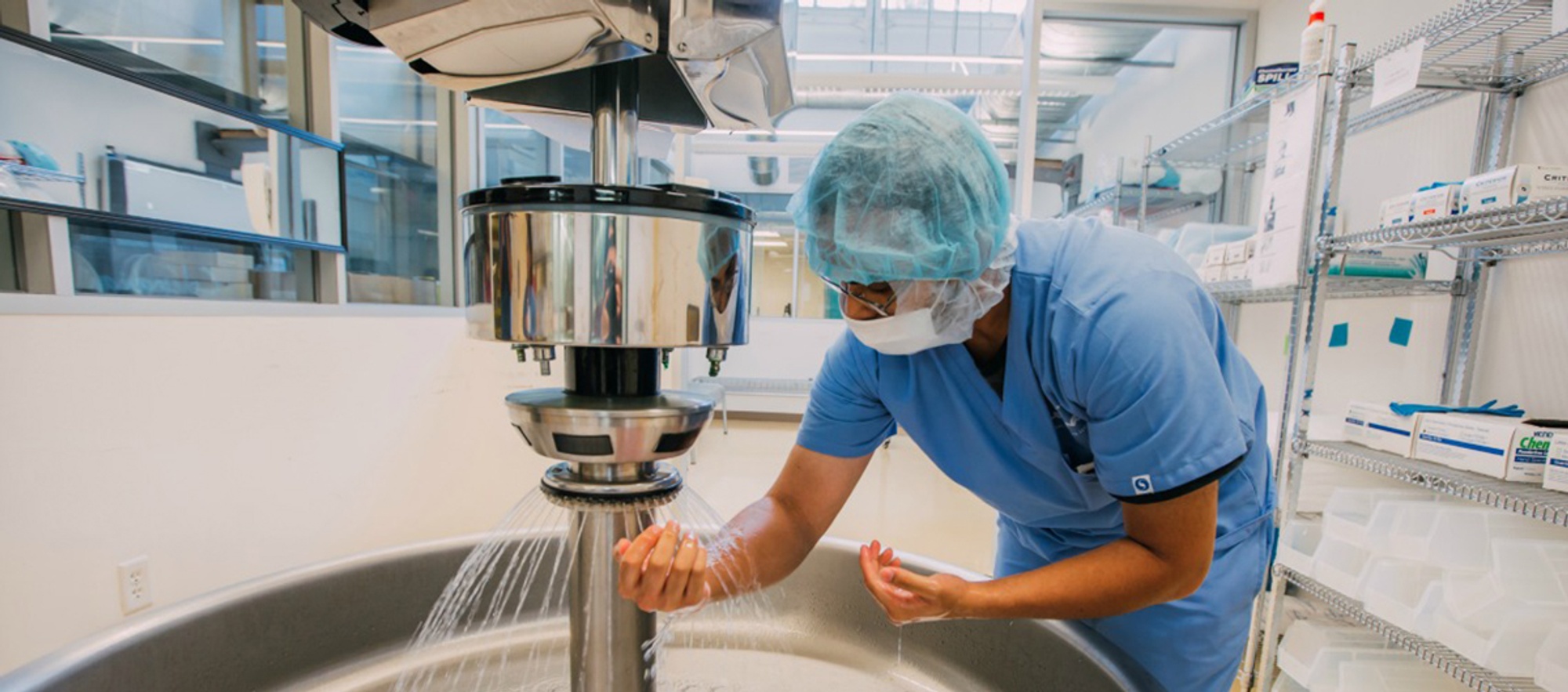 Surgeon prepping for surgery
