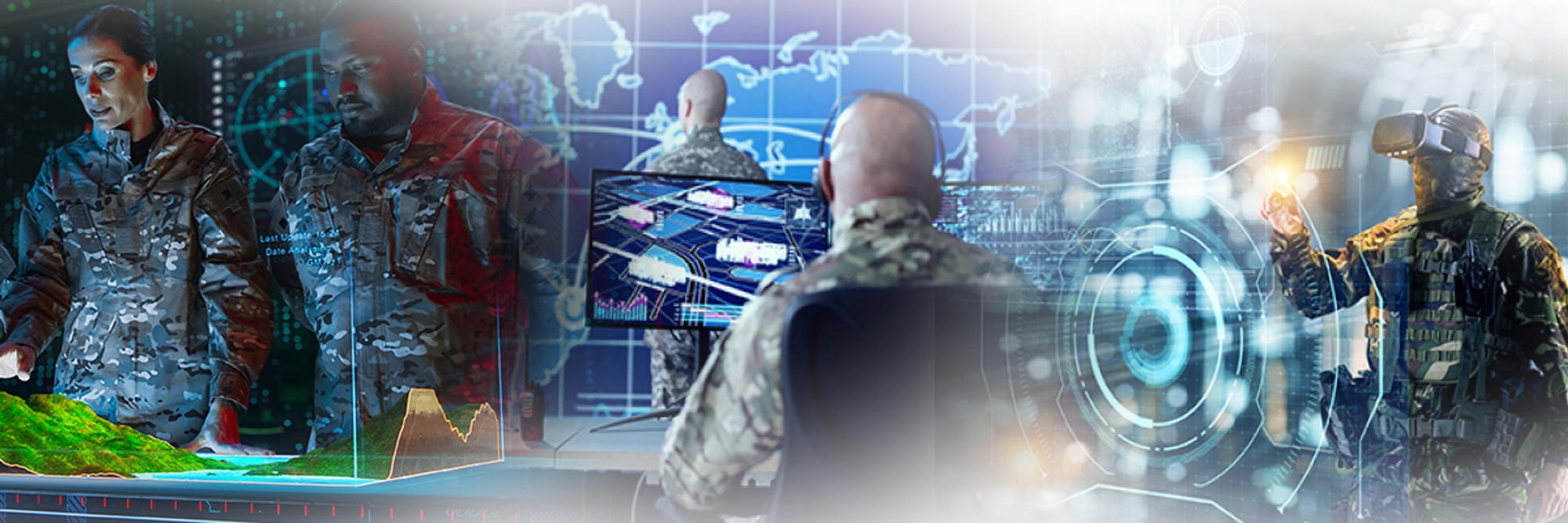 Military personnel in the command center of an operation