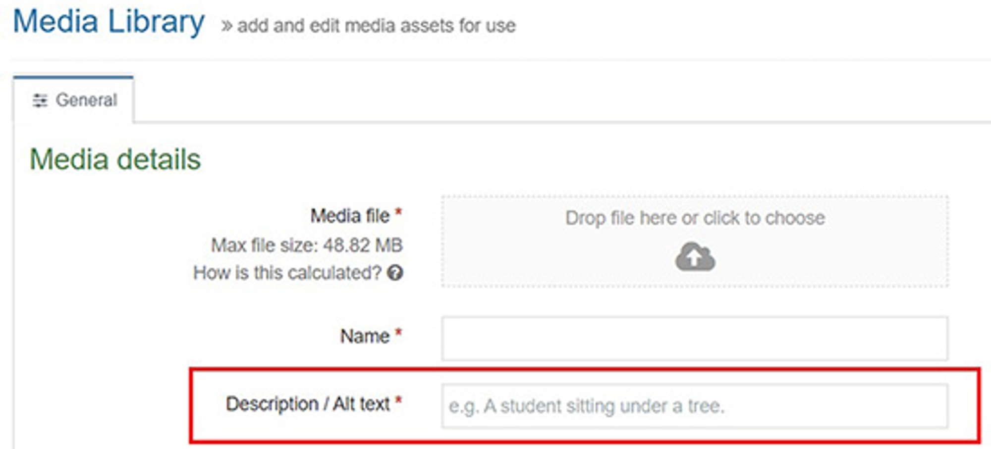 Alt text for media upload.