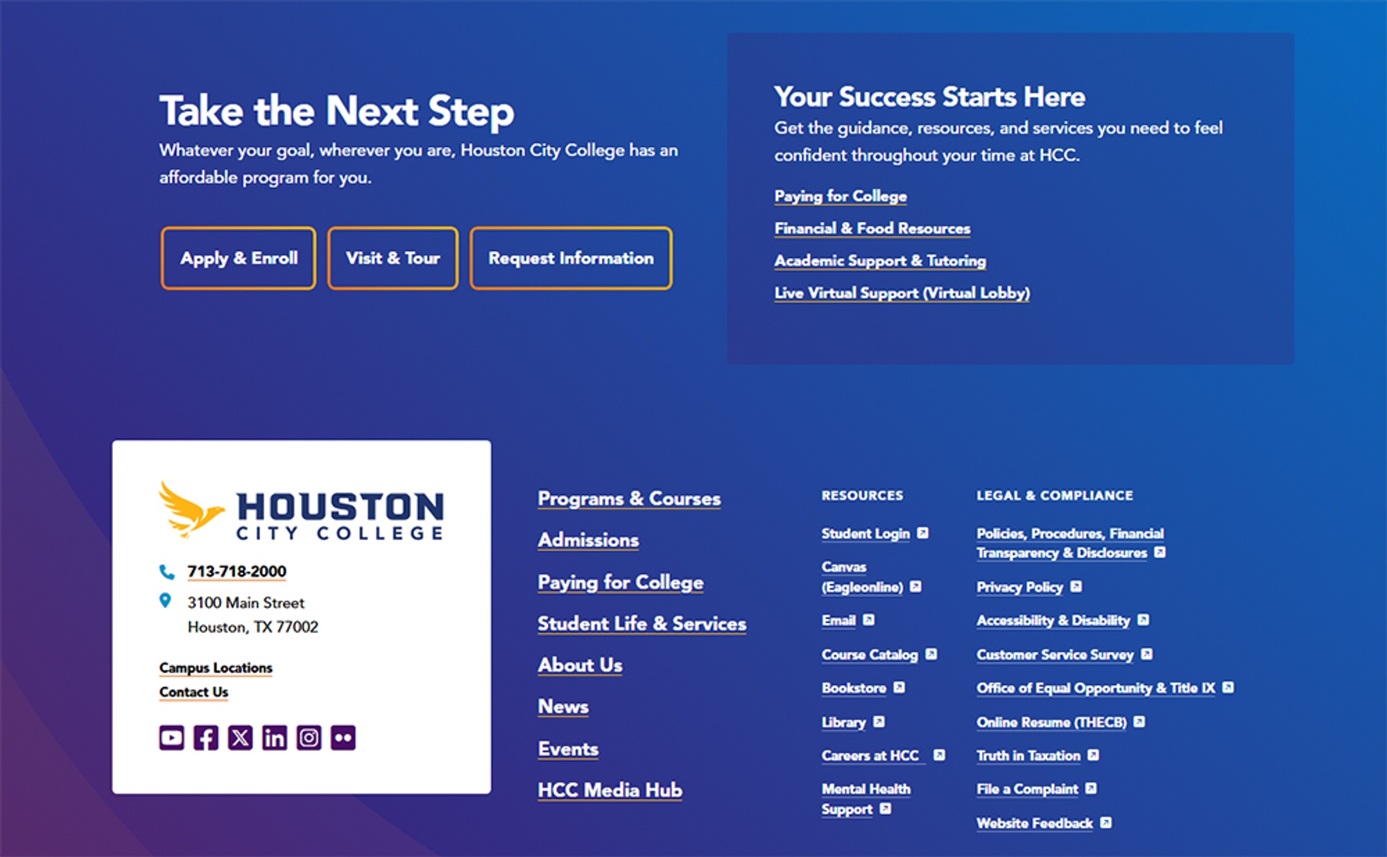 Screenshot of a footer of a page