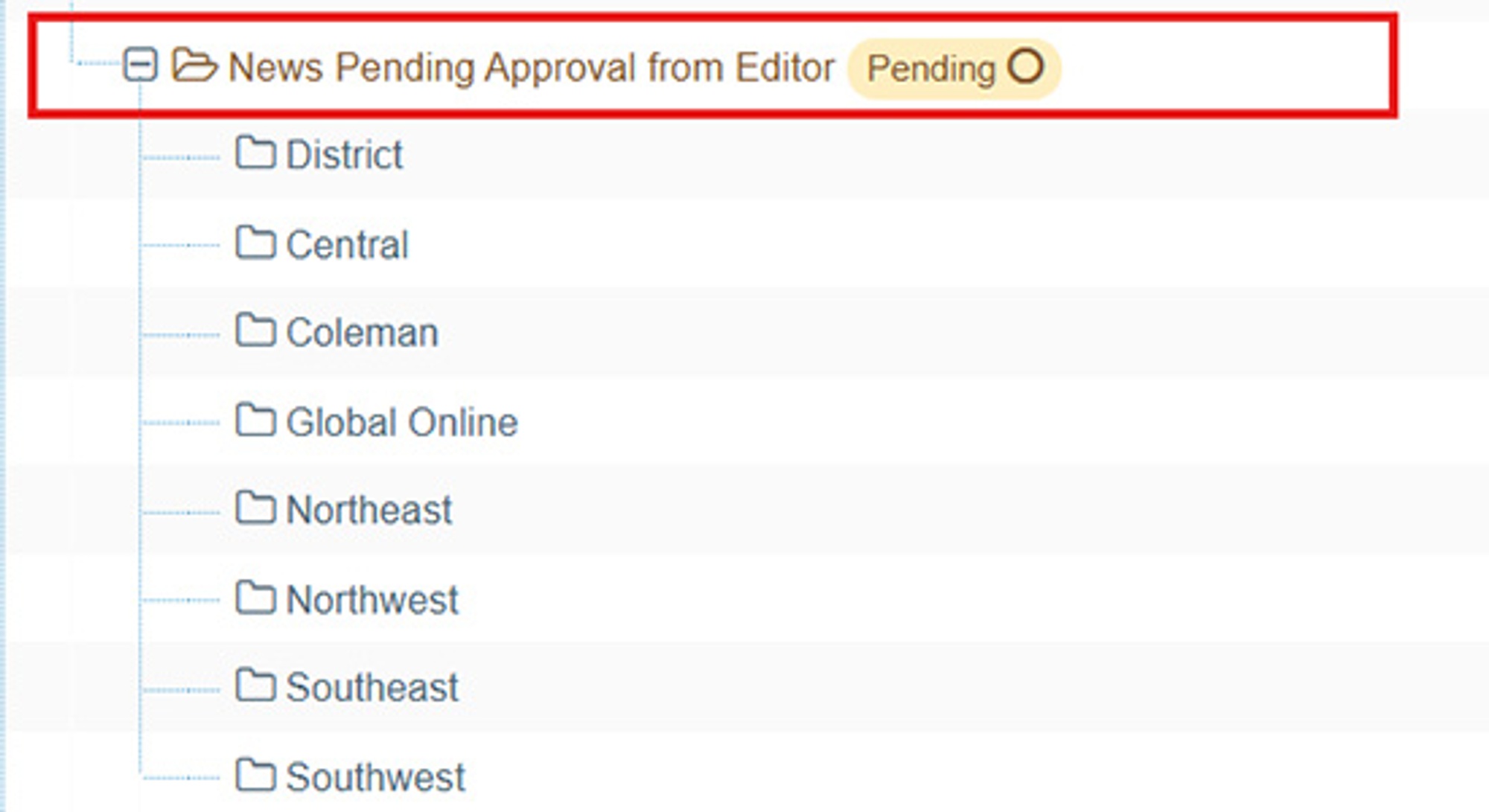 News Pending Approval from Editor folder