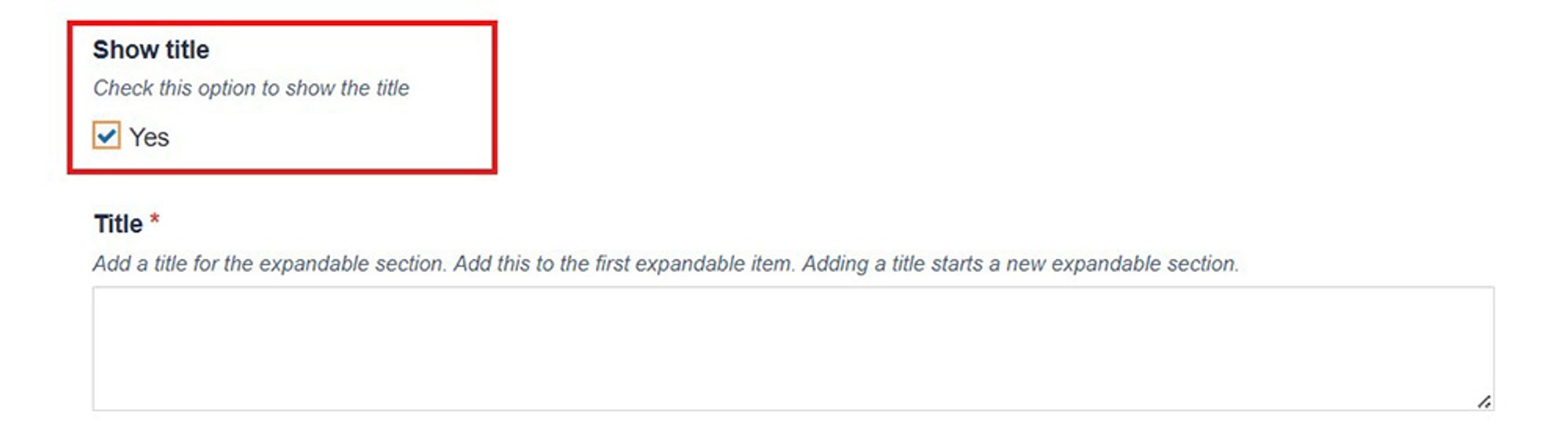 Expandable's title checked as yes.