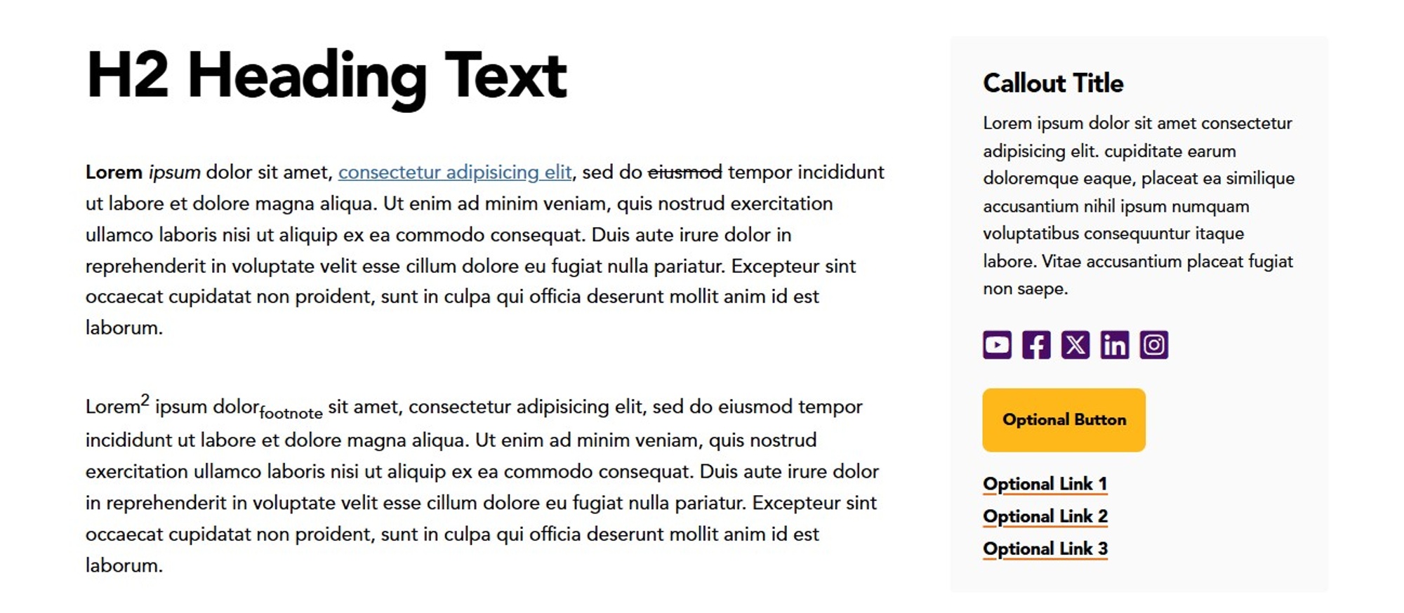 Screenshot of body section