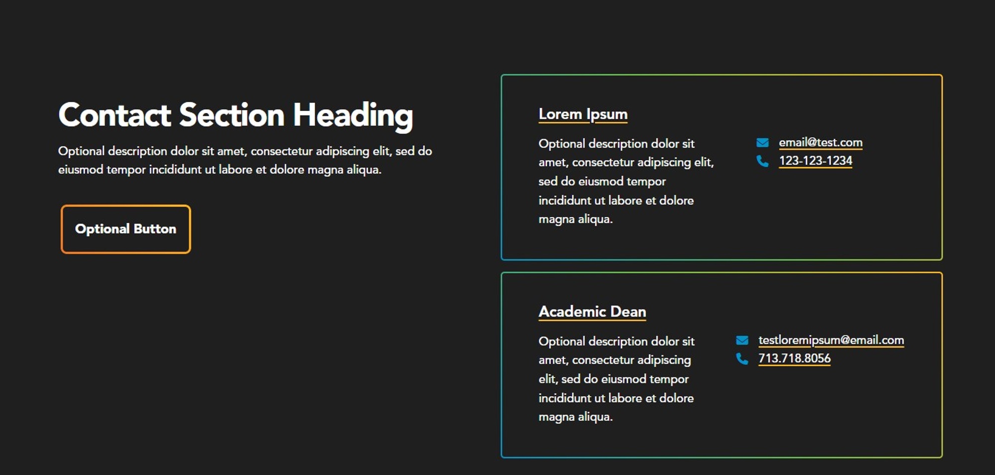 Screenshot of Contact Section