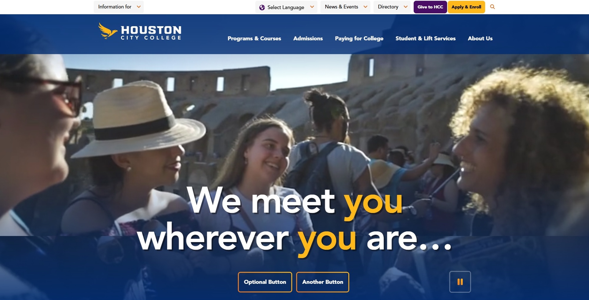 Screenshot of Homepage Hero Section