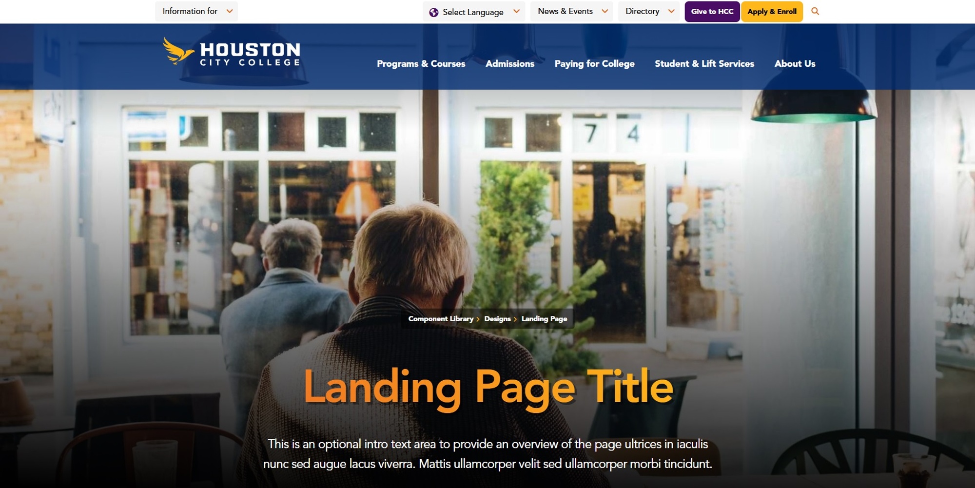 Screenshot of Landing Hero Section