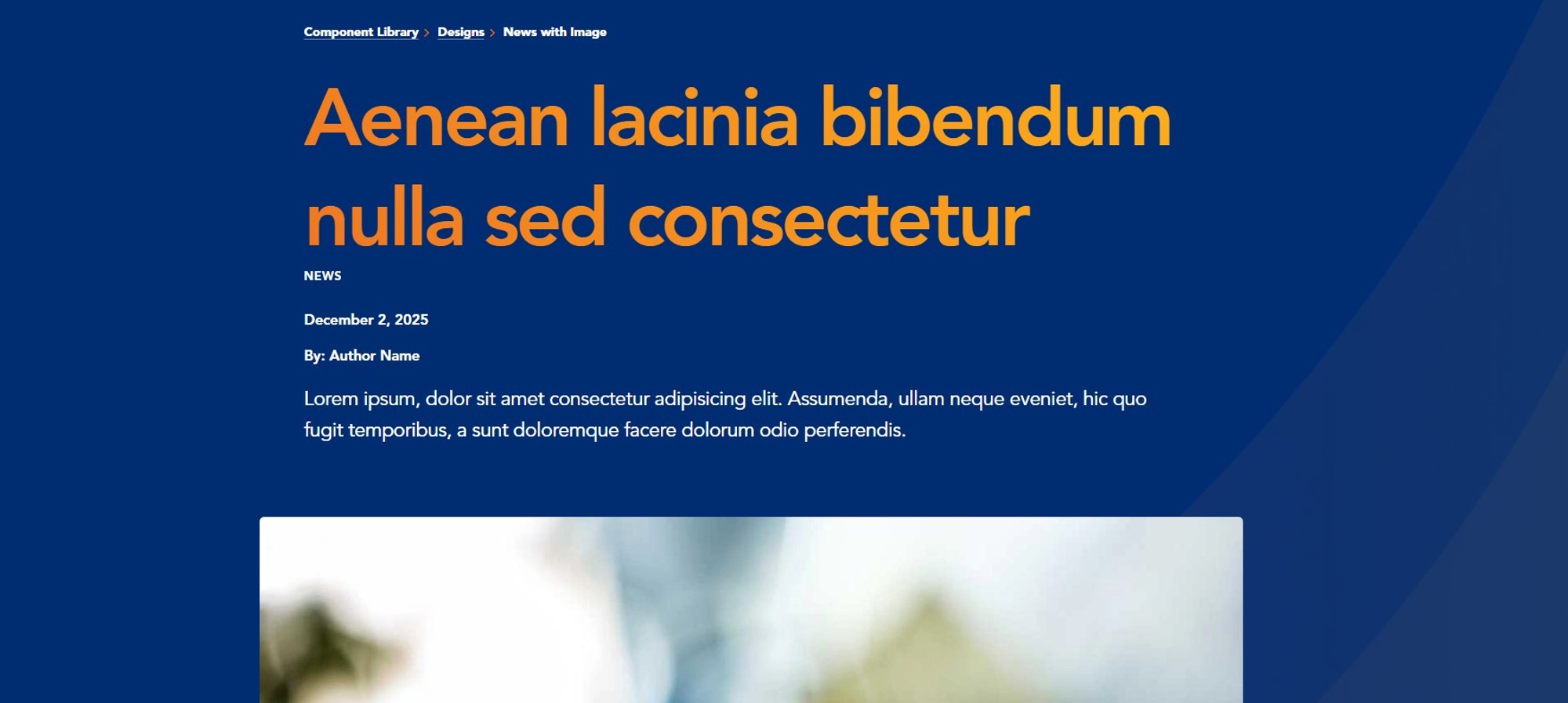 Screenshot of News detail page