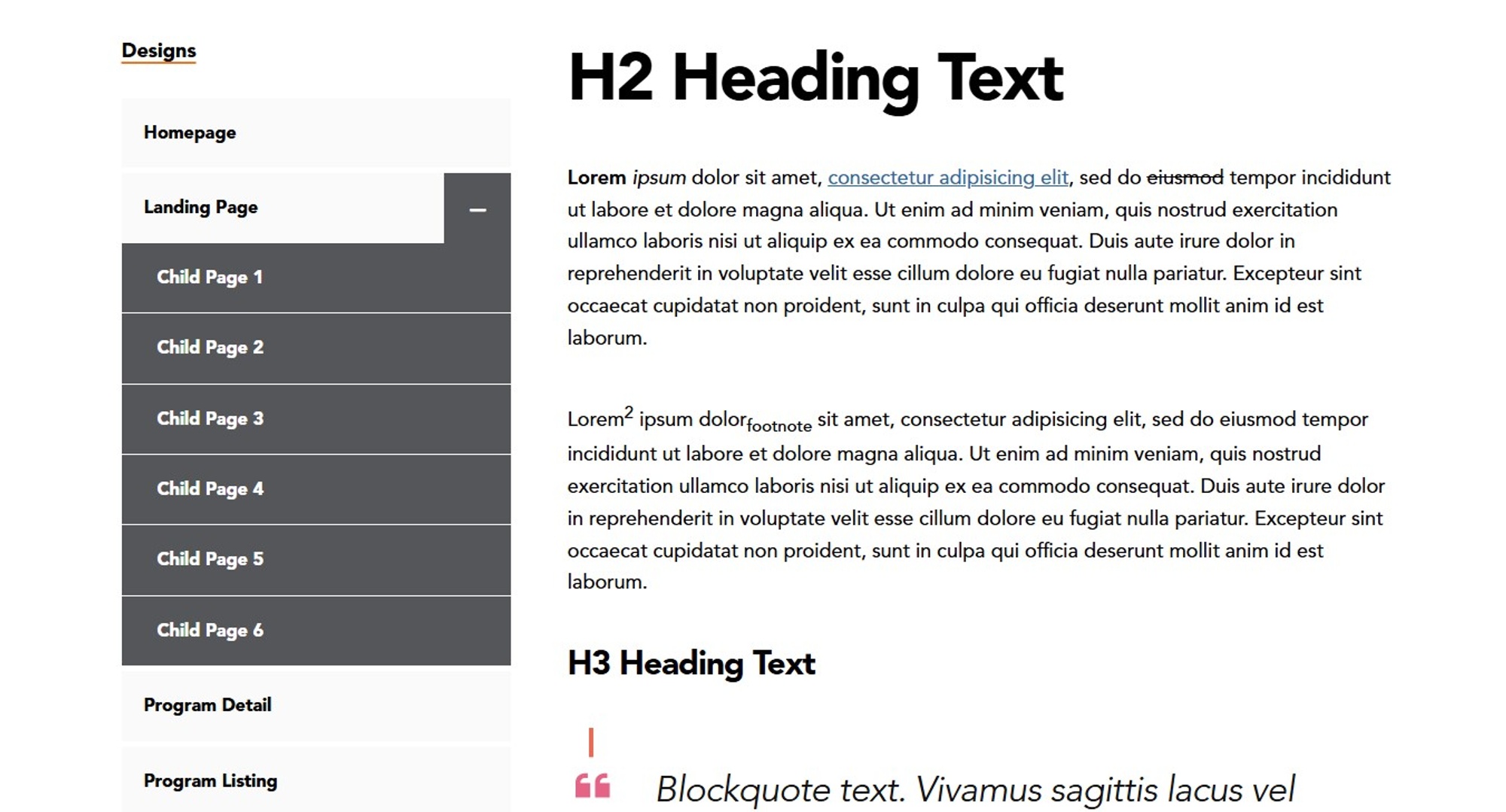 Screenshot of WYSIWYG and menu
