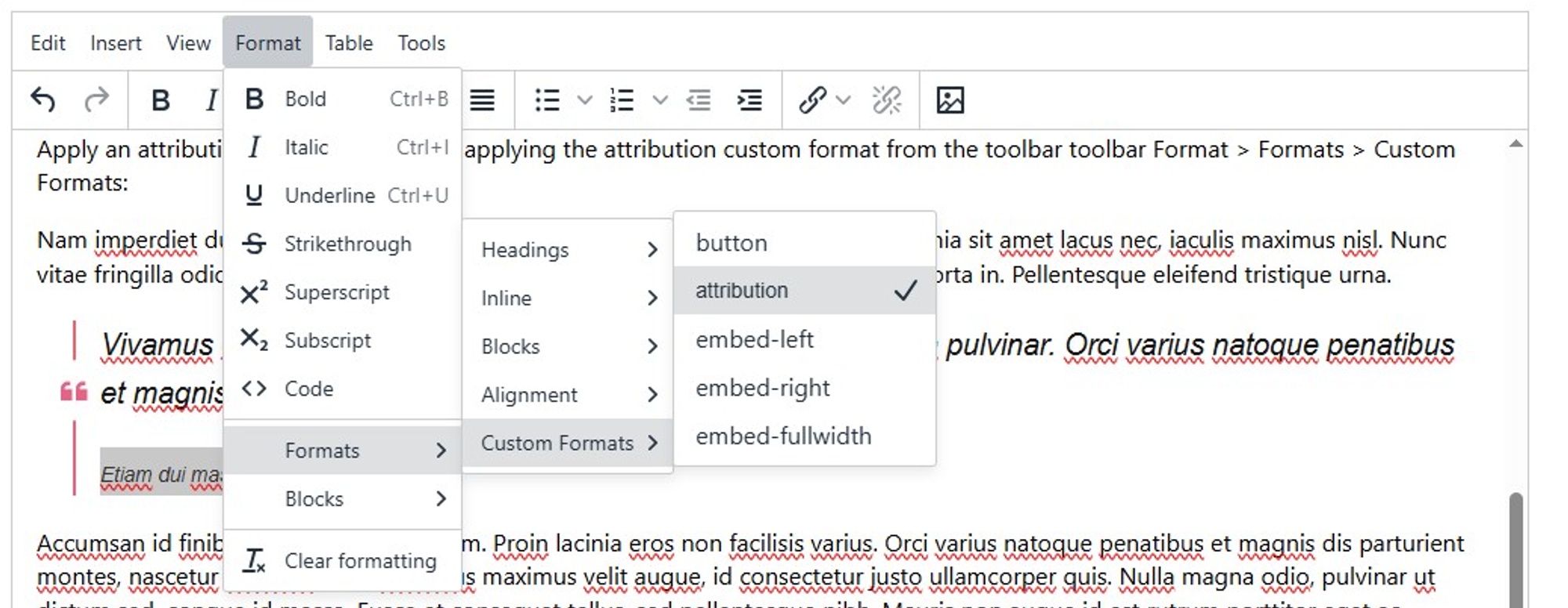 Adding attribution to a blockquote in the WYSIWYG