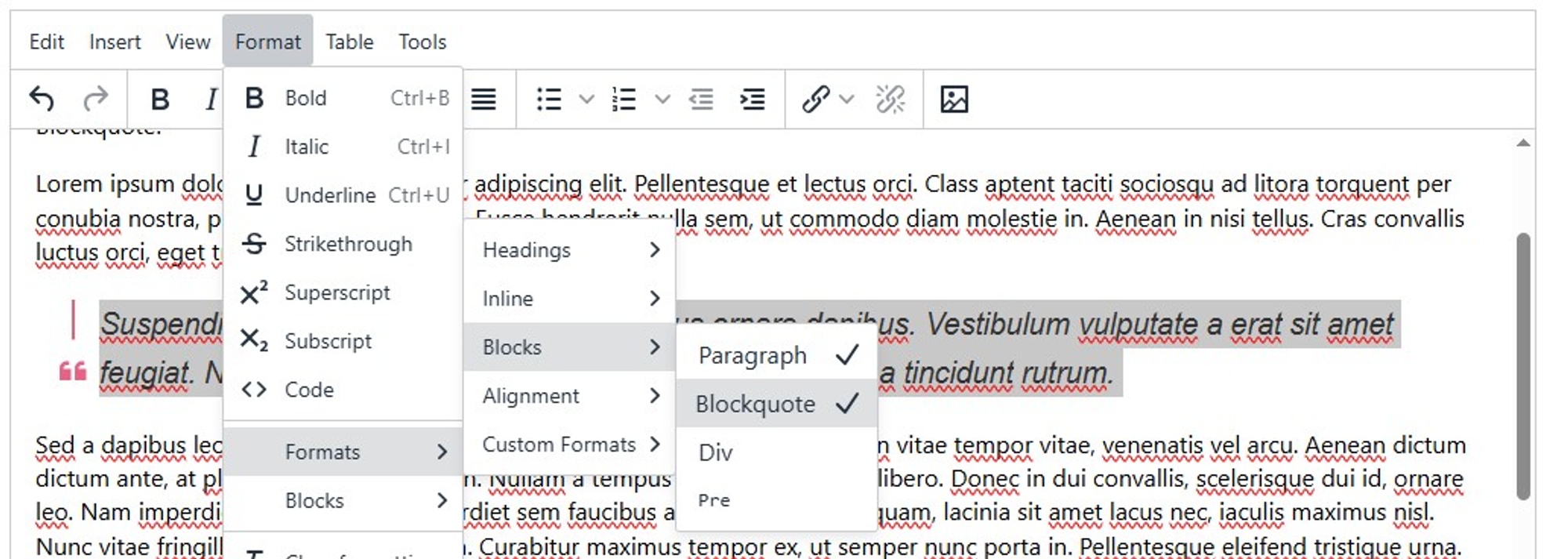 Adding blockquote in WYSIWYG