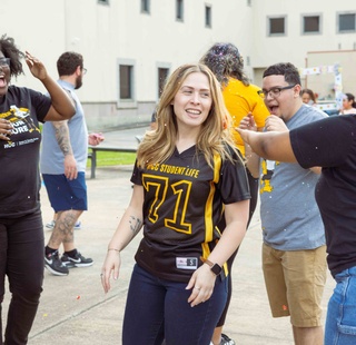 Students attending an on campus event