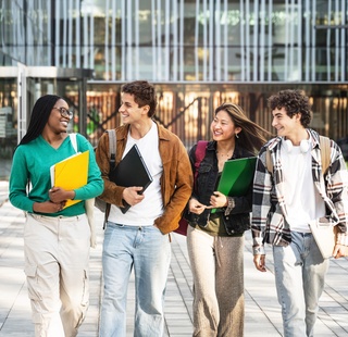 Students walking on campus