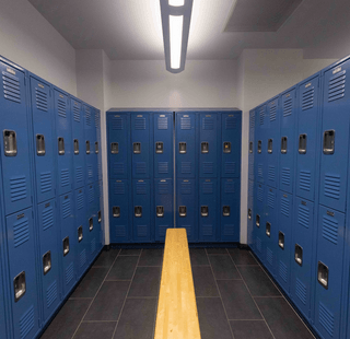 A view of one of the locker rooms at the Central College Wellness Center.