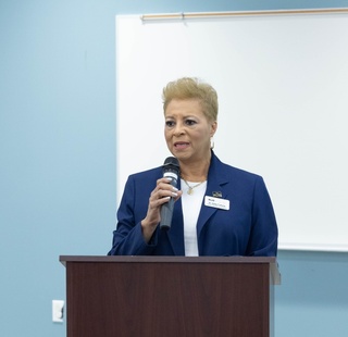 HCC Northeast College president Dr. Betty Fortune speaks during an event.