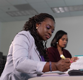 Business student at a her desk