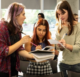 HCC students work on a group project during a course.