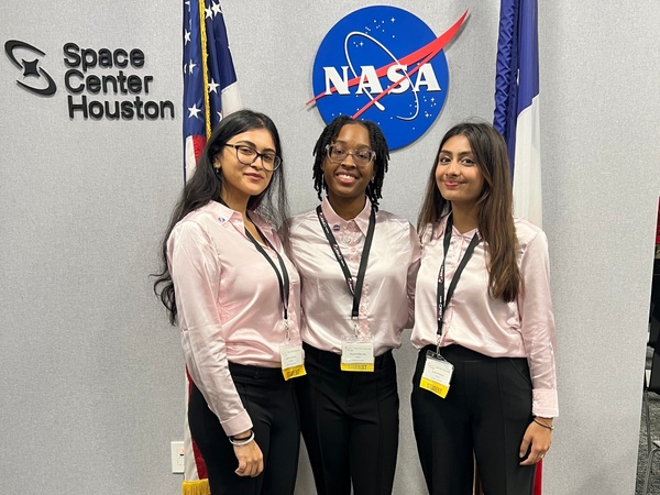 (From l-r) Malexa Patel, Kayla Millender, Sofia Waheed represented HCC at the 2026 NASA ORBIT competition and placed among the top 20 finalists.