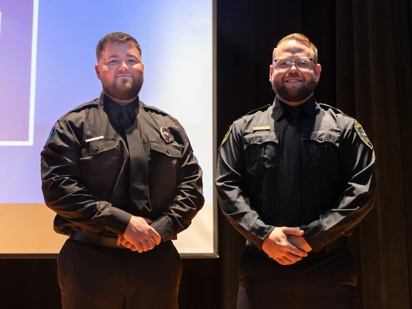 Dyllan Roundy (left) and William Roundy (right) graduated together.