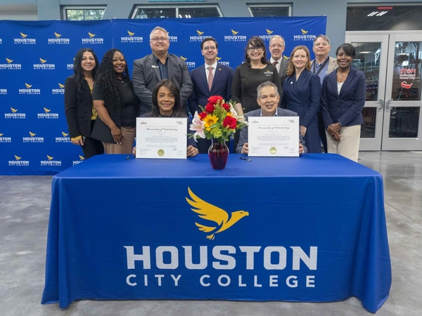 Leaders from Houston City College and Space Center Houston gathered at the HCC West Houston Institute on Tuesday, June 9, to sign a memorandum of understanding, formalizing a partnership expanding STEM education and workforce pathways in the aerospace and related industries.