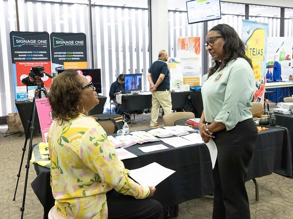 Vendors talking to guests