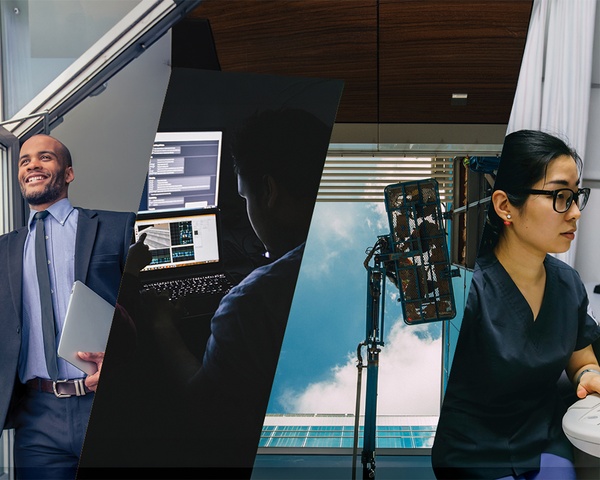 Students in various business and workforce locations