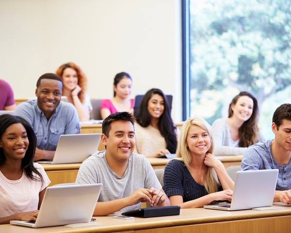 Students in a class room