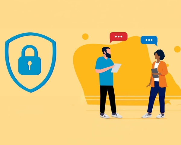 Two individuals communicating in confidentiality