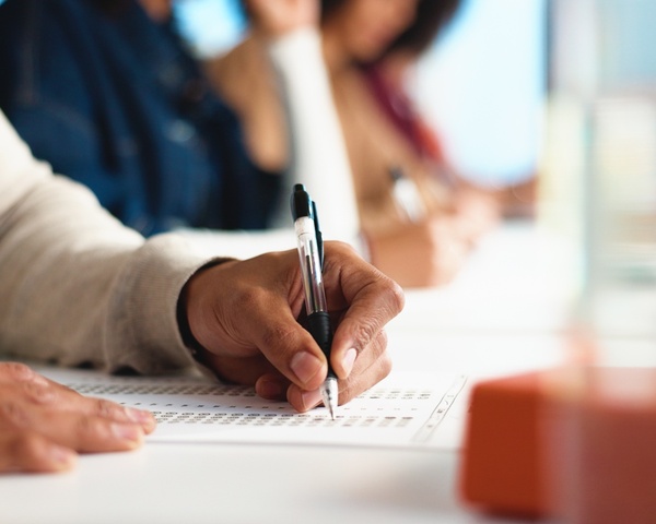 Student taking an exam