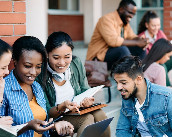 Students socializing on campus