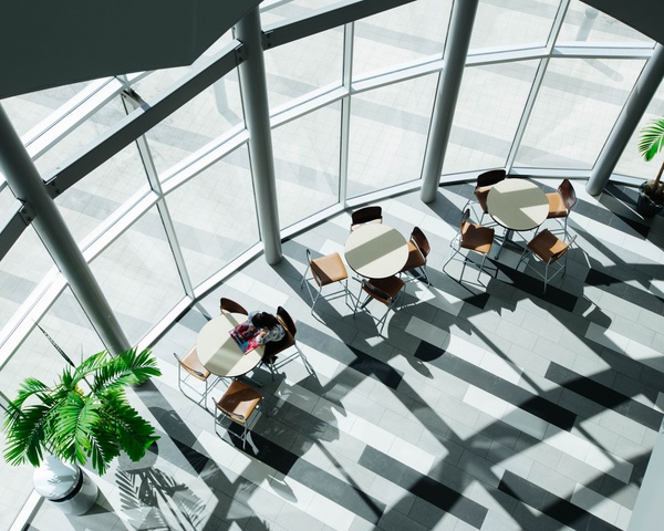 Aerial view of student lobby
