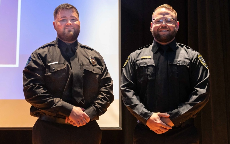 Dyllan Roundy (left) and William Roundy (right) graduated together.