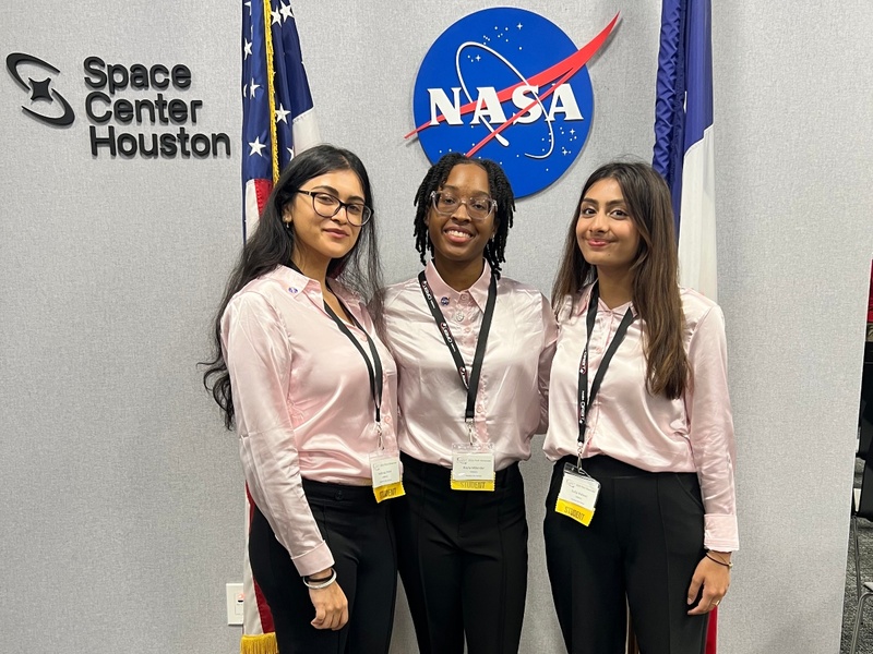 (From l-r) Malexa Patel, Kayla Millender, Sofia Waheed represented HCC at the 2026 NASA ORBIT competition and placed among the top 20 finalists.