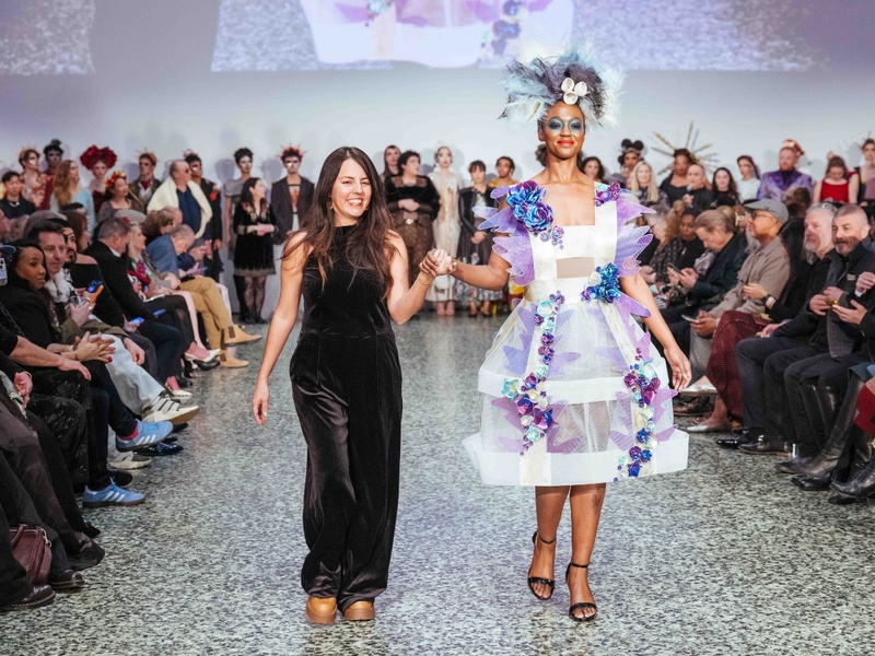 Marisabel Morales, an HCC Fashion Design student, showcased her historic 3D-printed garment, “Resilience in Bloom,” during the “Fashion Fusion X” competition on Friday, Jan. 30 at Museum of Fine Arts, Houston.